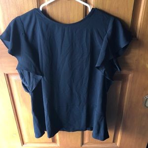 Ann Taylor Black Peplum Short Sleeve